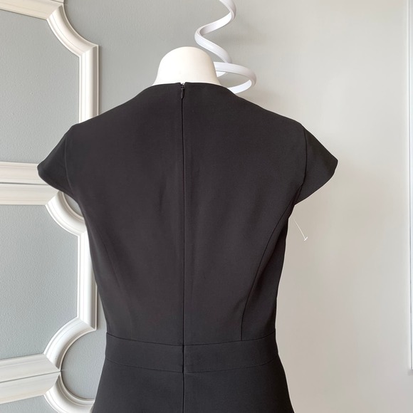 Network Black Fit and Flare Cap Sleeve Satin Trim Dress Size Medium - Picture 7 of 10